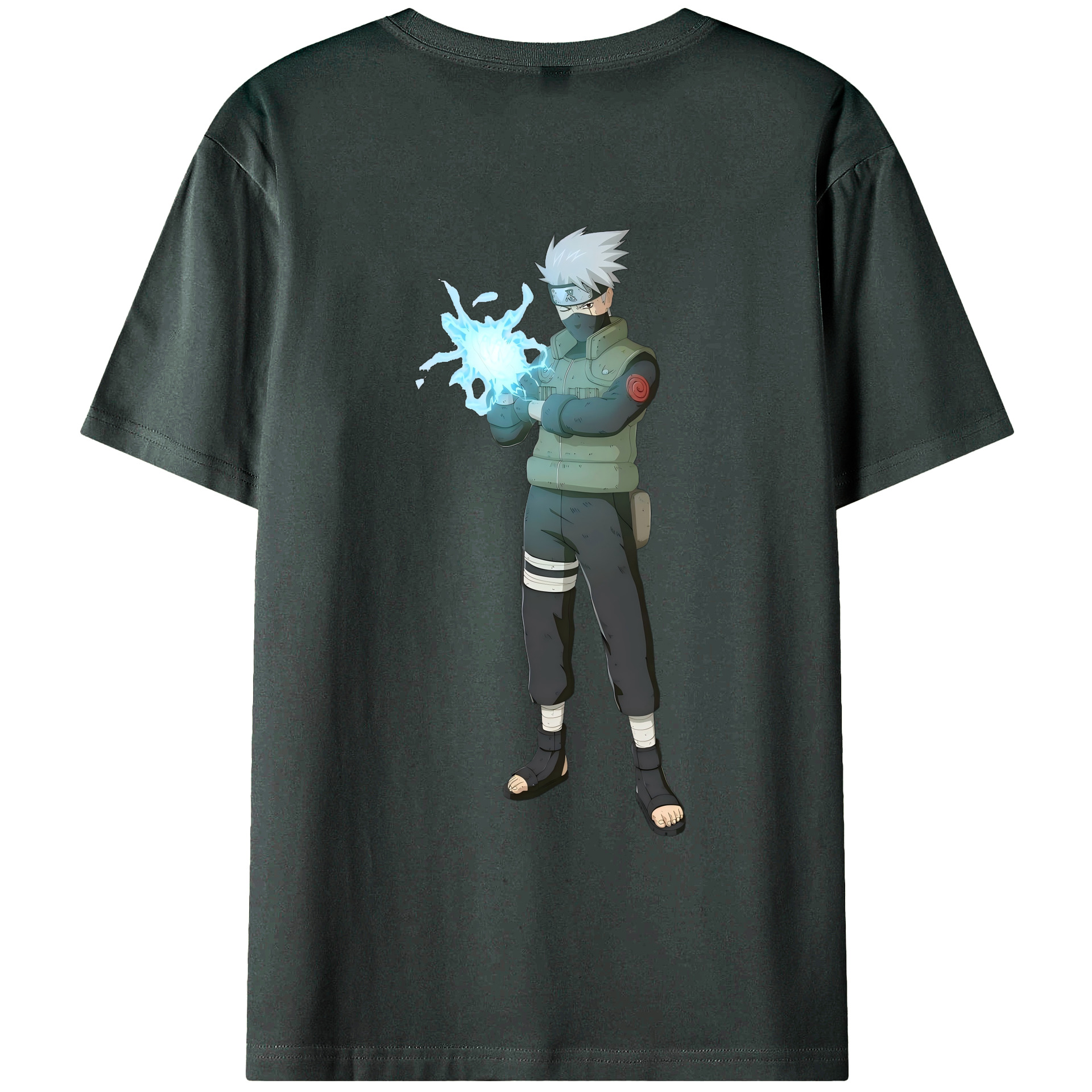 （画像用） NARUTO -ナルト- はたけ カカシ Hatake Kakashi 綿100％ メンズ半袖Tシャツ（バックプリント） 通気性